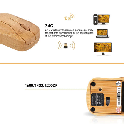 2.4G Wireless Optical Bamboo Mouse